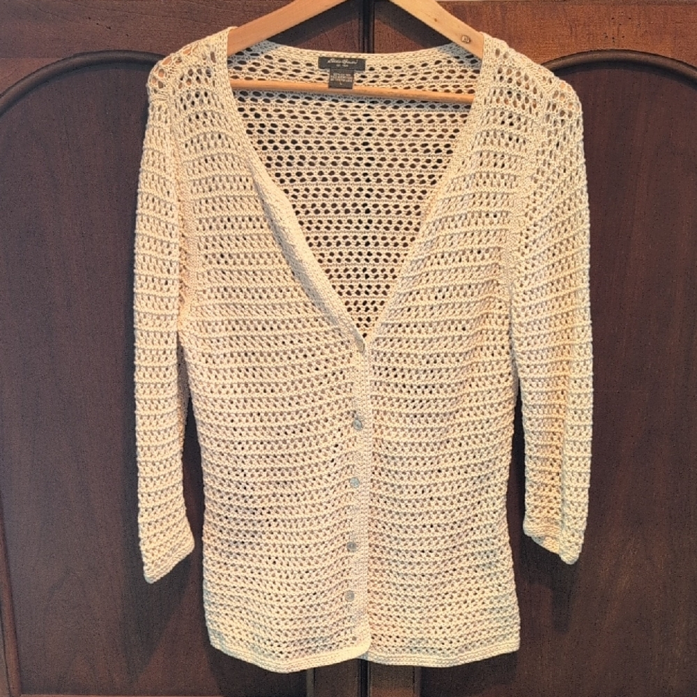 Cream Open-Knit Cardigan